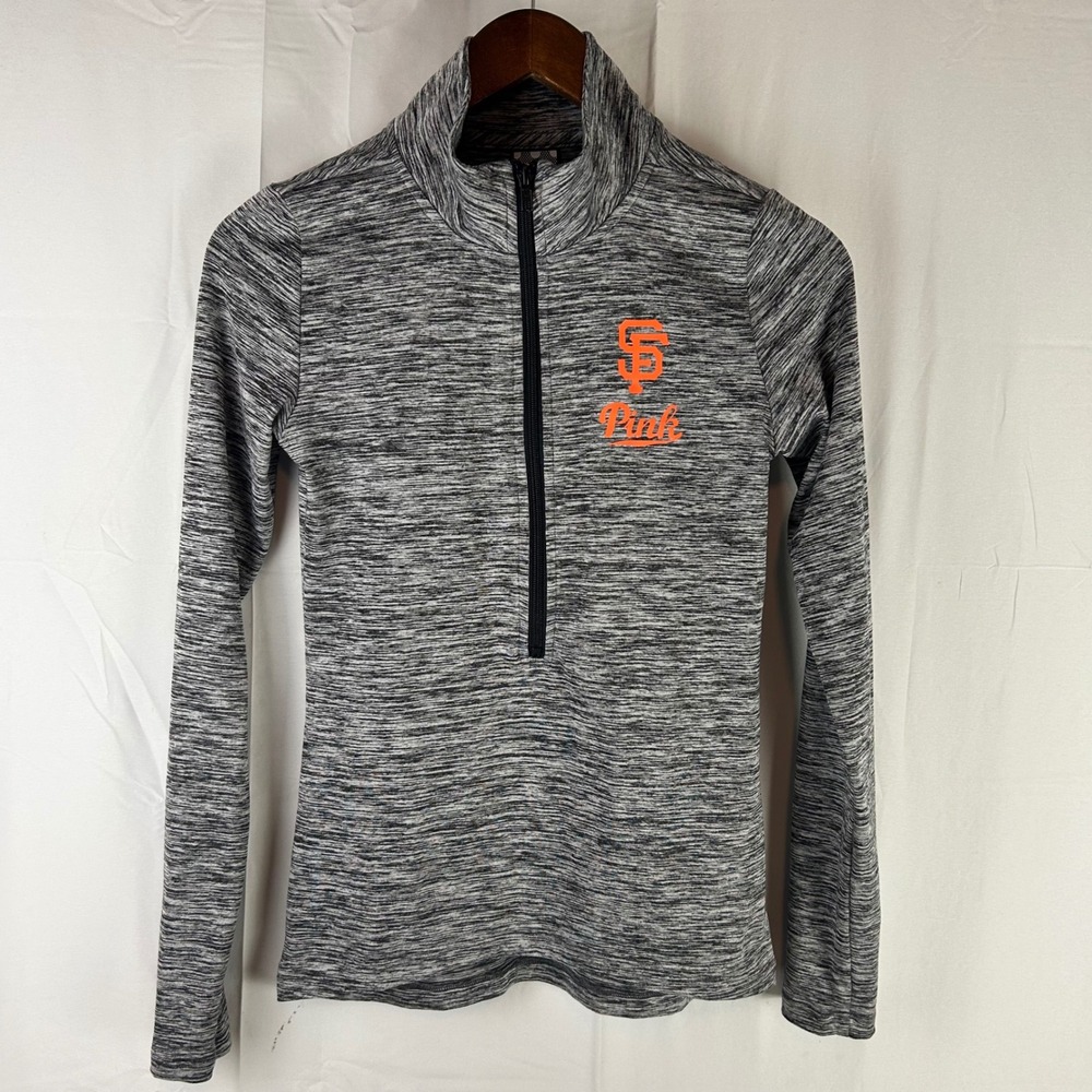 San Francisco Giants PINK Victoria's Secret Pullover Womens XS Grey Half 1/2 Zip